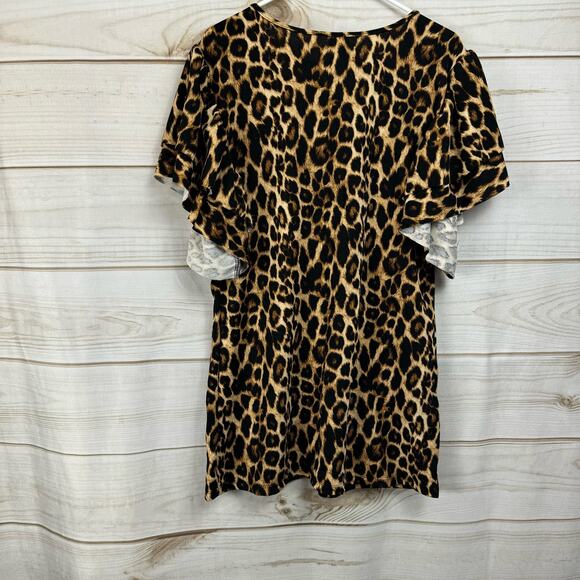 Chaps Leopard Print Short Sleeve Top - Picture 5 of 7
